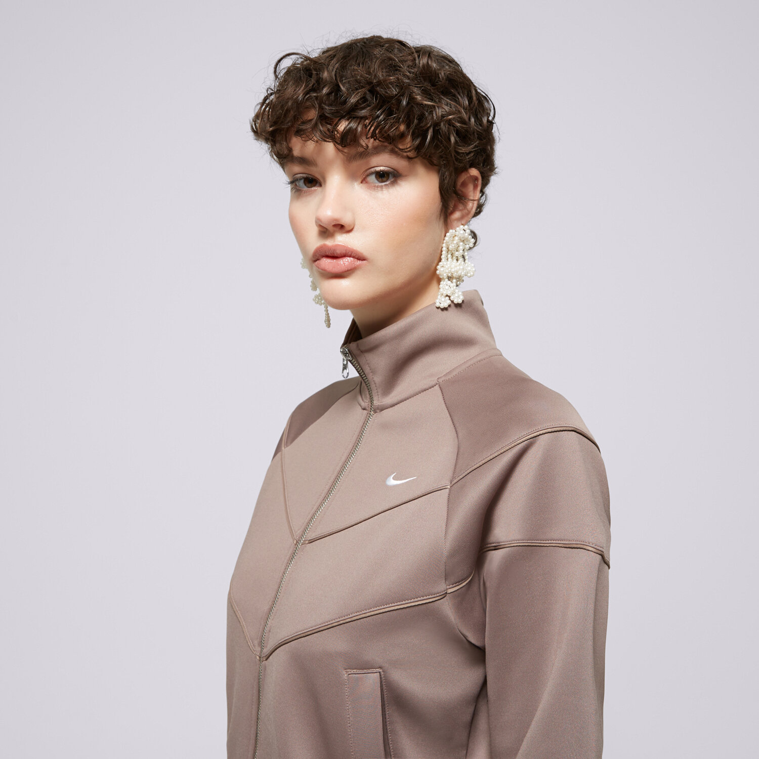 トップス NIKE vintage docking Foodie NIKE BLUZA W NSW NK WR POLY KNIT HJ0975-233 BRĄZOWY